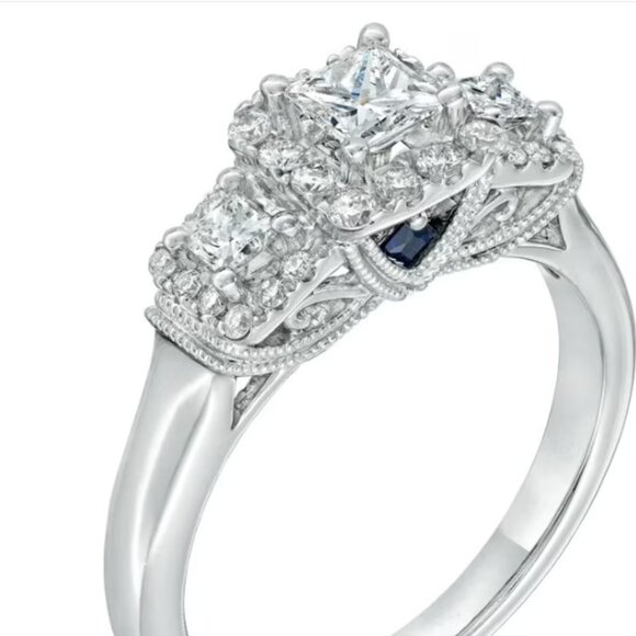 VERA WANG LOVE COLLECTION White Gold Diamond Ring with Hidden Sapphire Gemstone - Picture 3 of 9